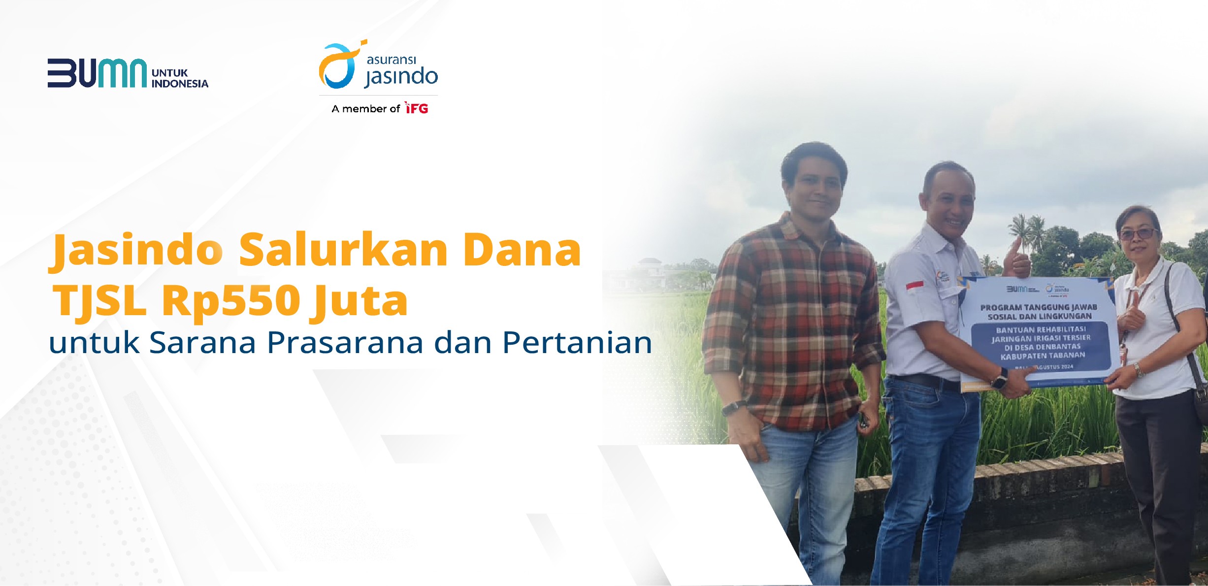 Jasindo Salurkan Dana TJSL Rp550 Juta untuk Sarana Prasarana dan Pertanian